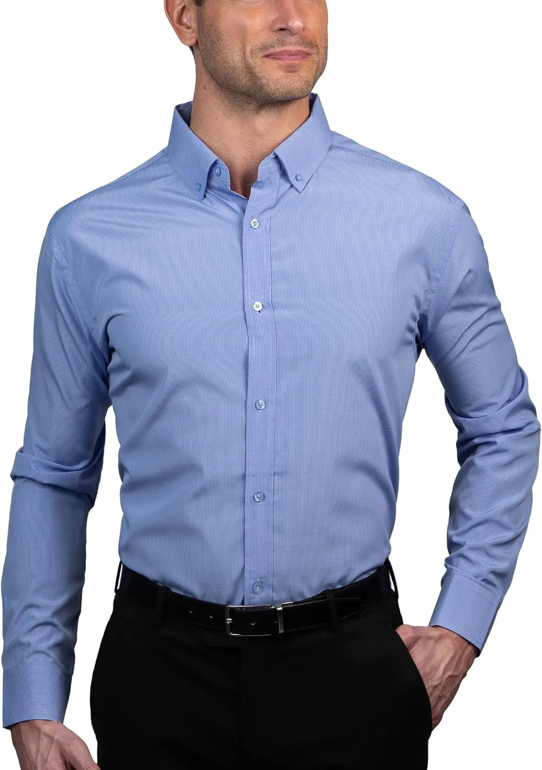 Chaps Slim Fit Long Sleeve Button Down Dress Shirts for Men - Wrinkle Free Long Sleeve Shirt Mens Formal 4-Way Stretch