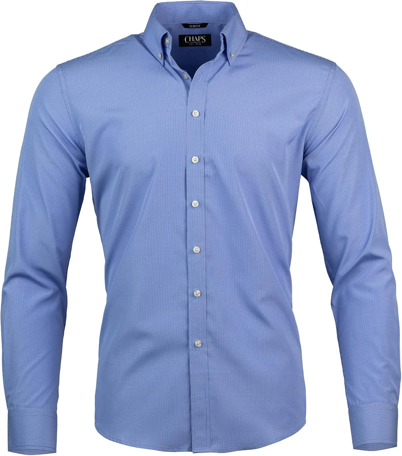 Chaps Slim Fit Long Sleeve Button Down Dress Shirts for Men - Wrinkle Free Long Sleeve Shirt Mens Formal 4-Way Stretch