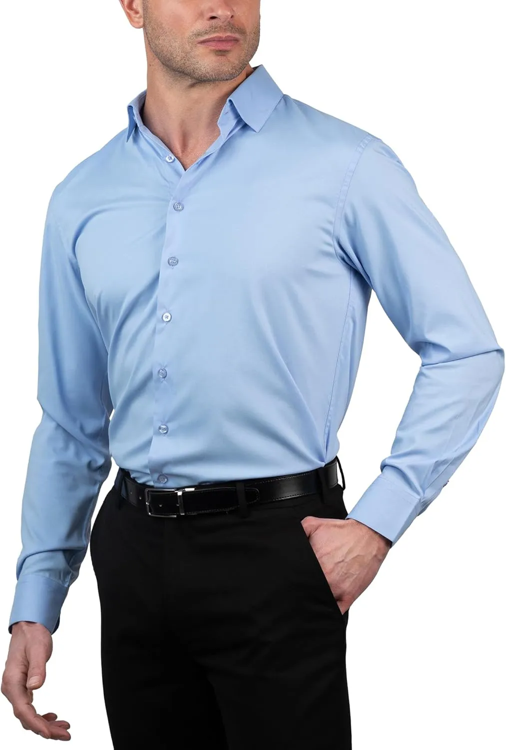 Chaps Slim Fit Long Sleeve Button Down Dress Shirts for Men - Wrinkle Free Long Sleeve Shirt Mens Formal 4-Way Stretch