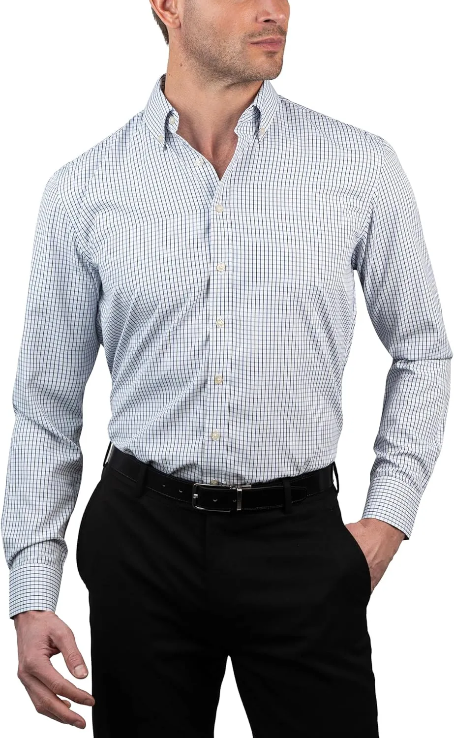 Chaps Slim Fit Long Sleeve Button Down Dress Shirts for Men - Wrinkle Free Long Sleeve Shirt Mens Formal 4-Way Stretch