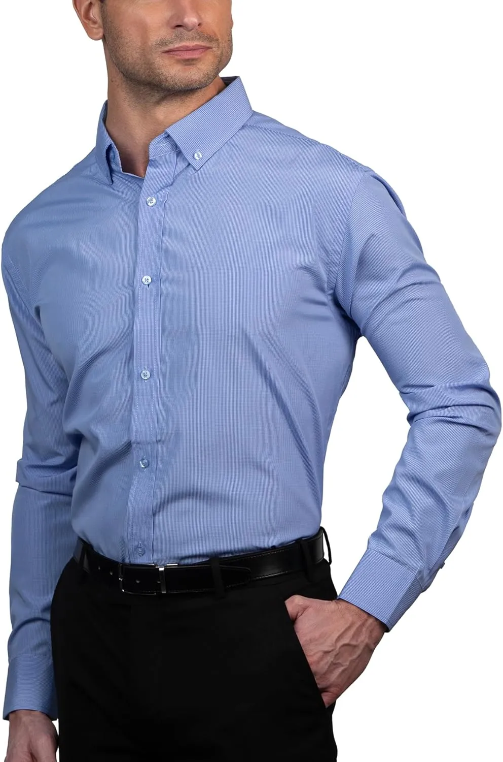 Chaps Slim Fit Long Sleeve Button Down Dress Shirts for Men - Wrinkle Free Long Sleeve Shirt Mens Formal 4-Way Stretch