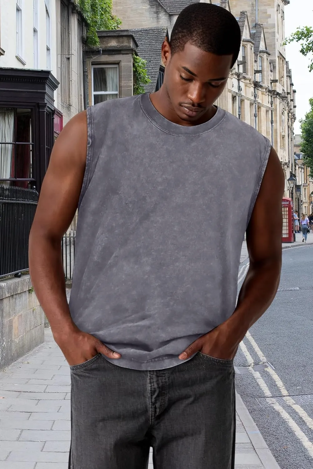 CHICGAL Mens Tank Tops Summer Sleeveless Muscle Shirts Cotton Loose Fit Tee Shirts