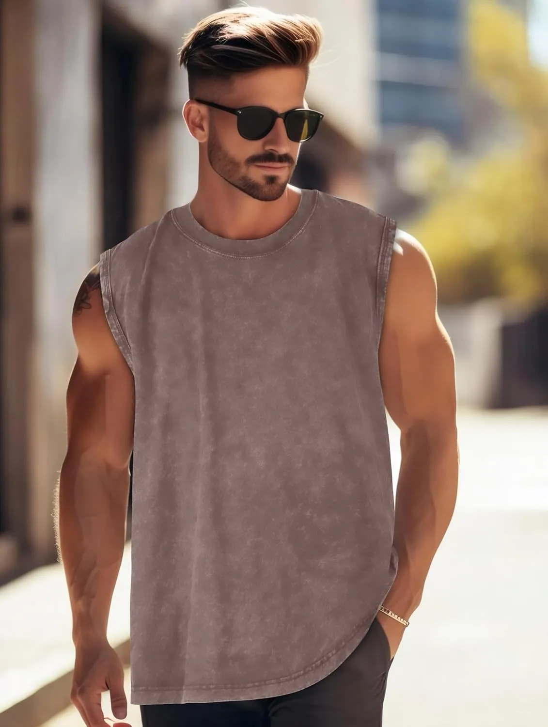 CHICGAL Mens Tank Tops Summer Sleeveless Muscle Shirts Cotton Loose Fit Tee Shirts