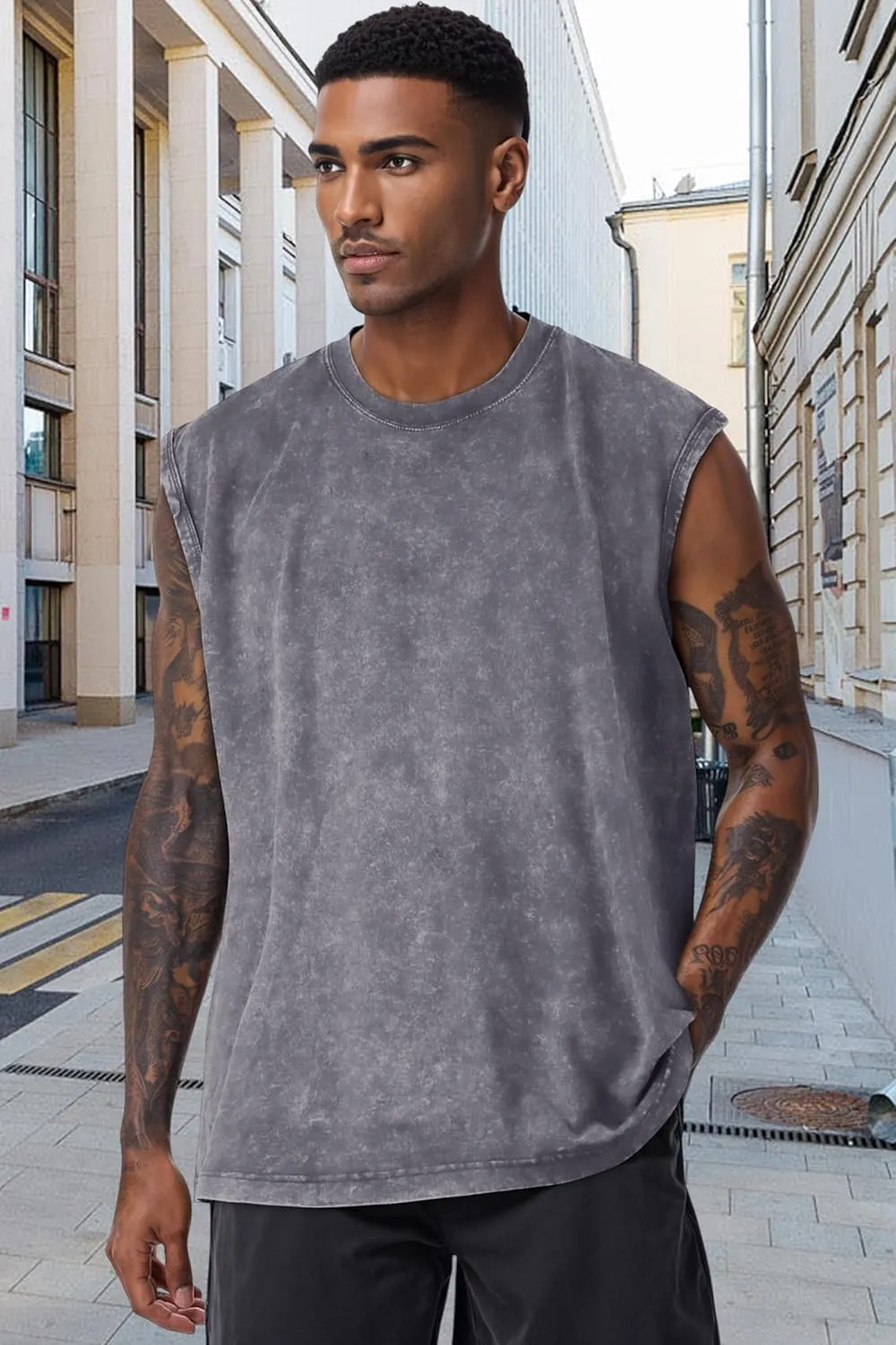 CHICGAL Mens Tank Tops Summer Sleeveless Muscle Shirts Cotton Loose Fit Tee Shirts