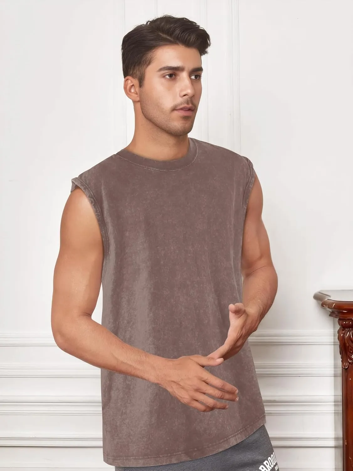 CHICGAL Mens Tank Tops Summer Sleeveless Muscle Shirts Cotton Loose Fit Tee Shirts