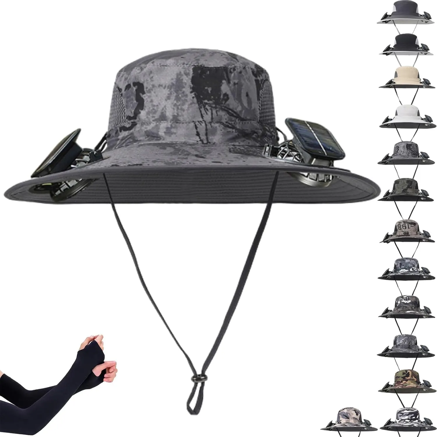 Colitt Fishing Hat, 2025 New Ultralight Solar Fan Sun Hat Powered, Bucket Wide Panel Brim Sombrero Hats Men in Outdoor