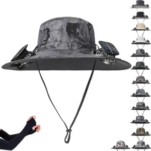 Colitt Fishing Hat, 2025 New Ultralight Solar Fan Sun Hat Powered, Bucket Wide Panel Brim Sombrero Hats Men in Outdoor