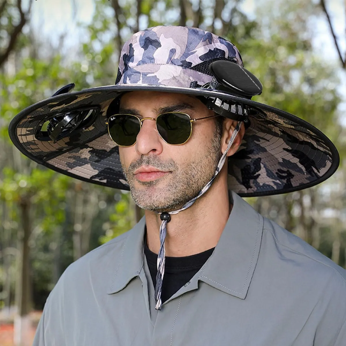 Colitt Fishing Hat, 2025 New Ultralight Solar Fan Sun Hat Powered, Bucket Wide Panel Brim Sombrero Hats Men in Outdoor