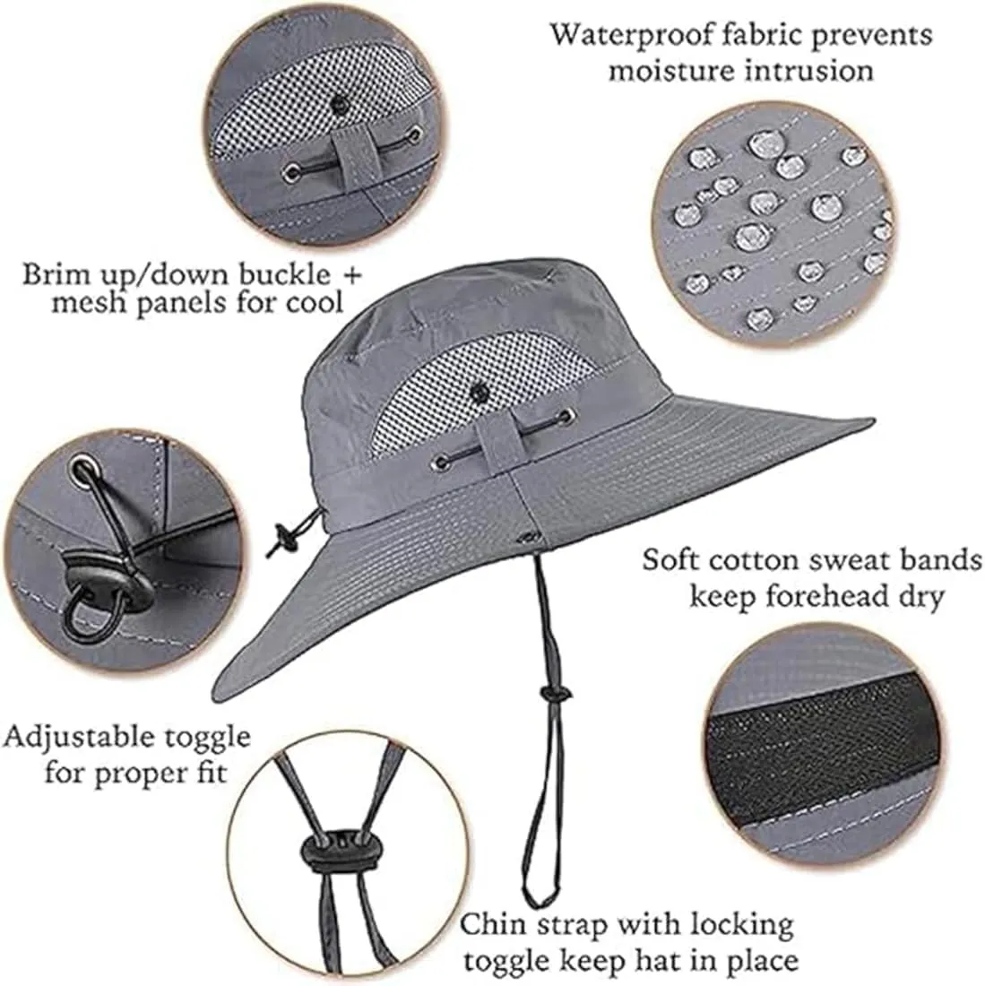 Colitt Fishing Hat,Lightweight Waterproof Wide Brim Sun Hat,UPF 50  UV Protection,Cooling & Breathable,for Cycling,Traveling