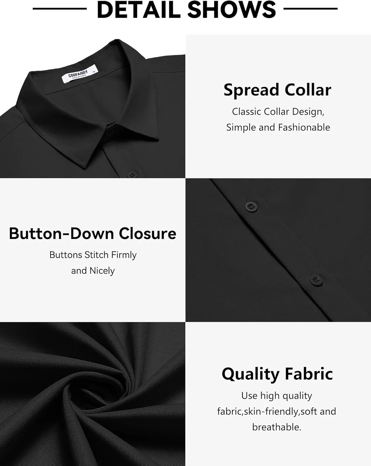 COOFANDY Men's Casual Short Sleeve Button Down Shirts Untucked Dress Shirts Wrinkle Free Summer Wedding Shirts Solid