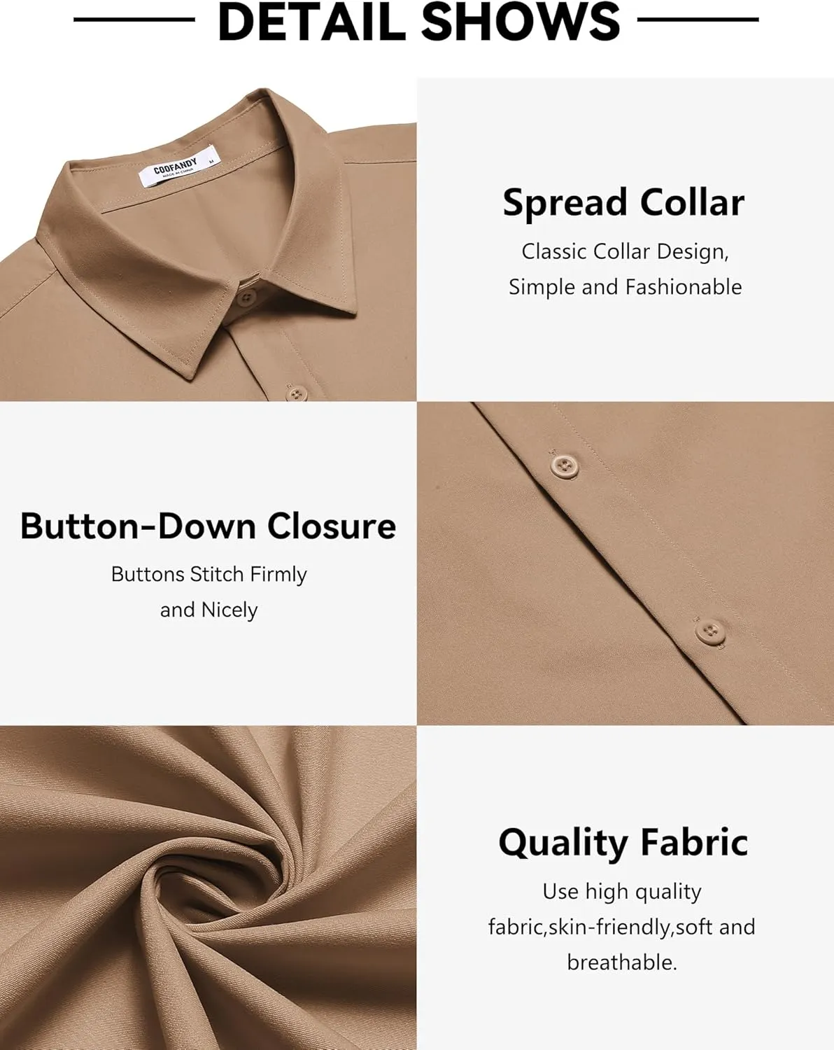 COOFANDY Men's Casual Short Sleeve Button Down Shirts Untucked Dress Shirts Wrinkle Free Summer Wedding Shirts Solid