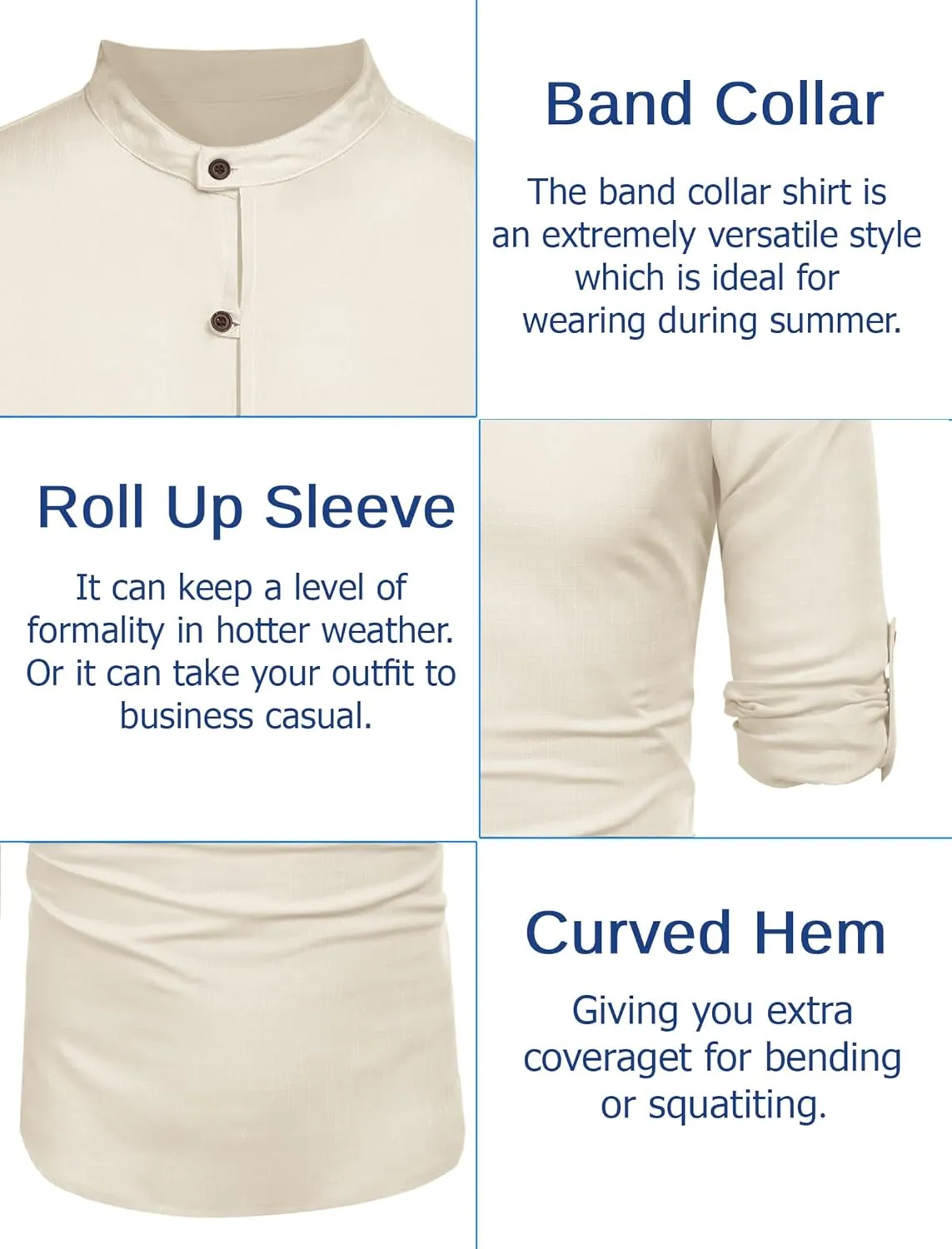 COOFANDY Men's Cotton Linen Henley Shirt Casual Beach Hippie Shirts Long Sleeve T-Shirts
