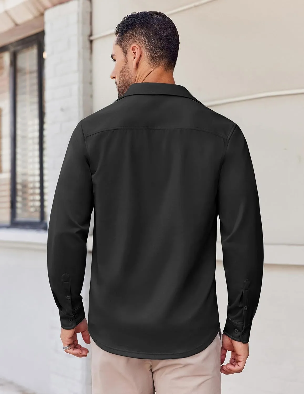 COOFANDY Mens Long Sleeve Button Down Shirts Casual Untucked Shirts Stretch Shirts