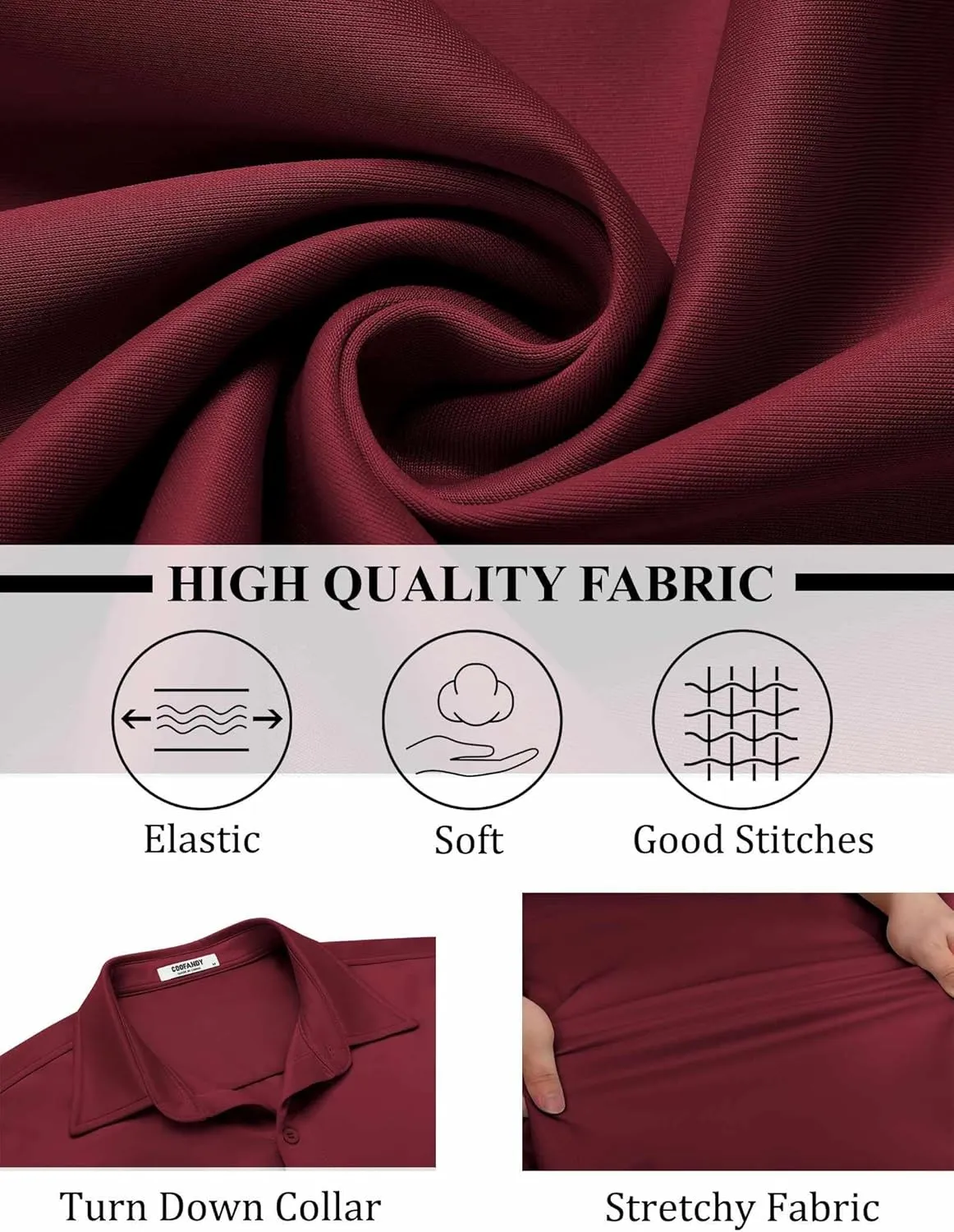 COOFANDY Mens Long Sleeve Button Down Shirts Casual Untucked Shirts Stretch Shirts