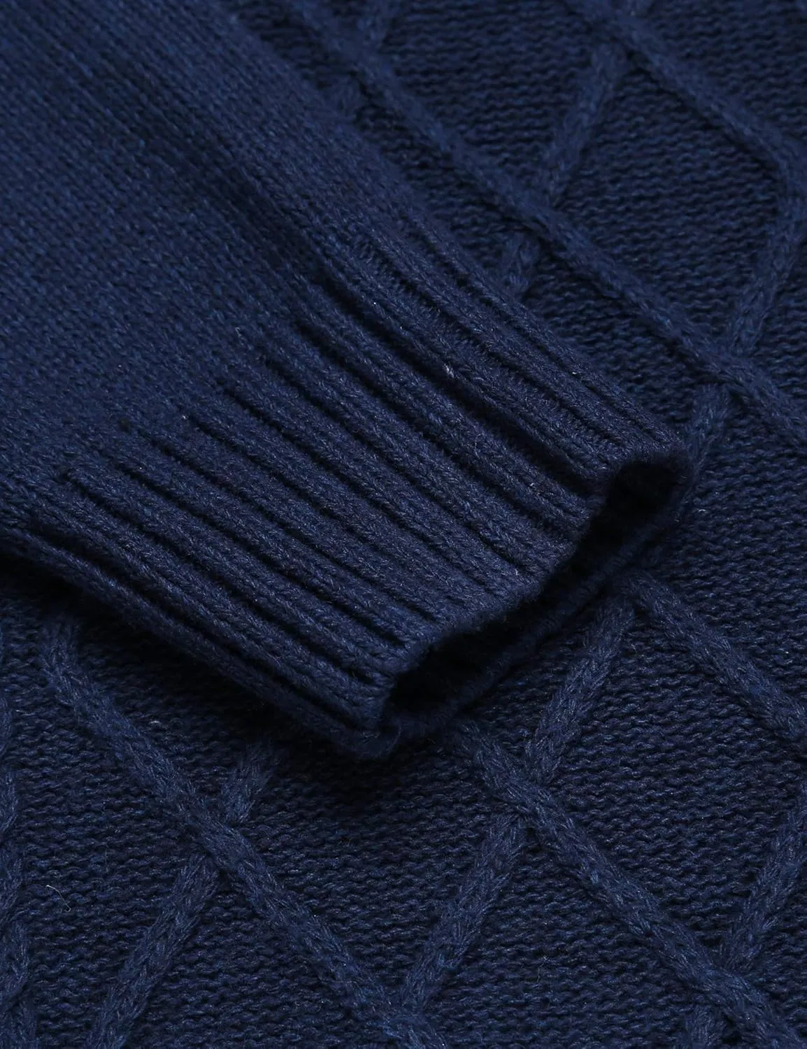 COOFANDY Men's Shawl Collar Sweaters V-Neck Relaxed Fit Cable Pullovers