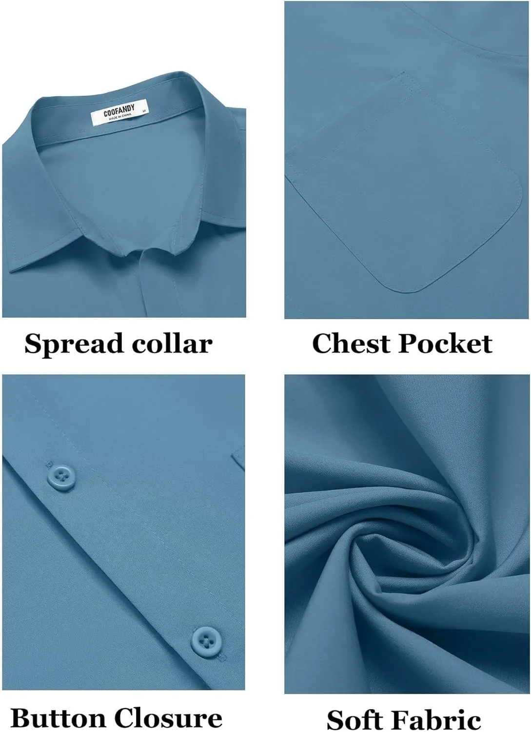 COOFANDY Mens Short Sleeve Button Down Shirts Casual Dress Shirt Untucked Shirts with Pocket