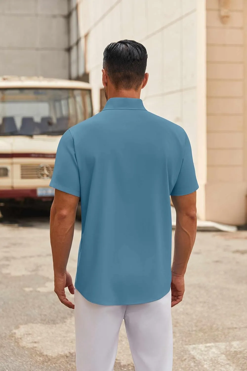 COOFANDY Mens Short Sleeve Button Down Shirts Casual Dress Shirt Untucked Shirts with Pocket