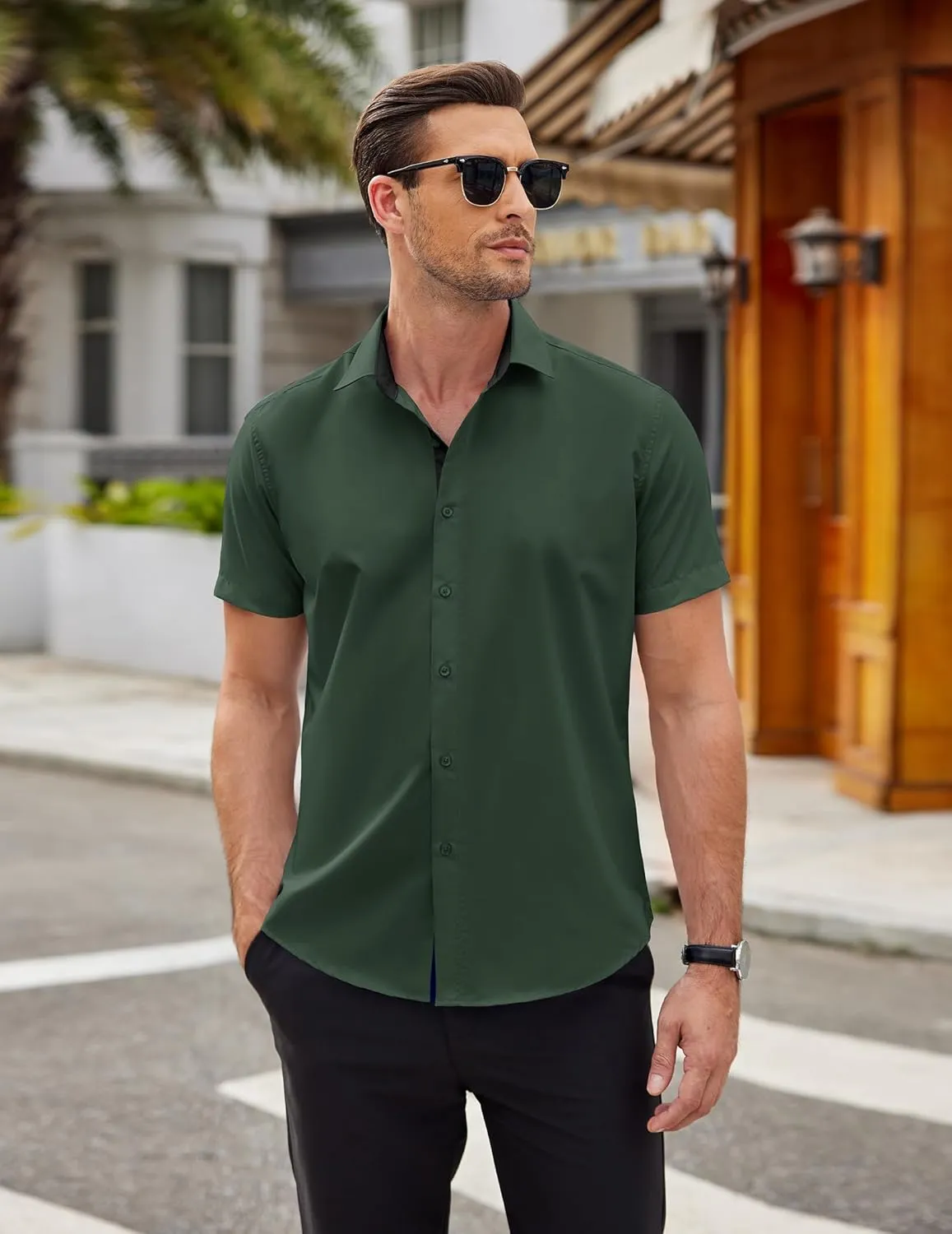 COOFANDY Men's Wrinkle Free Business Dress Shirts Short Sleeve Button Down Shirts