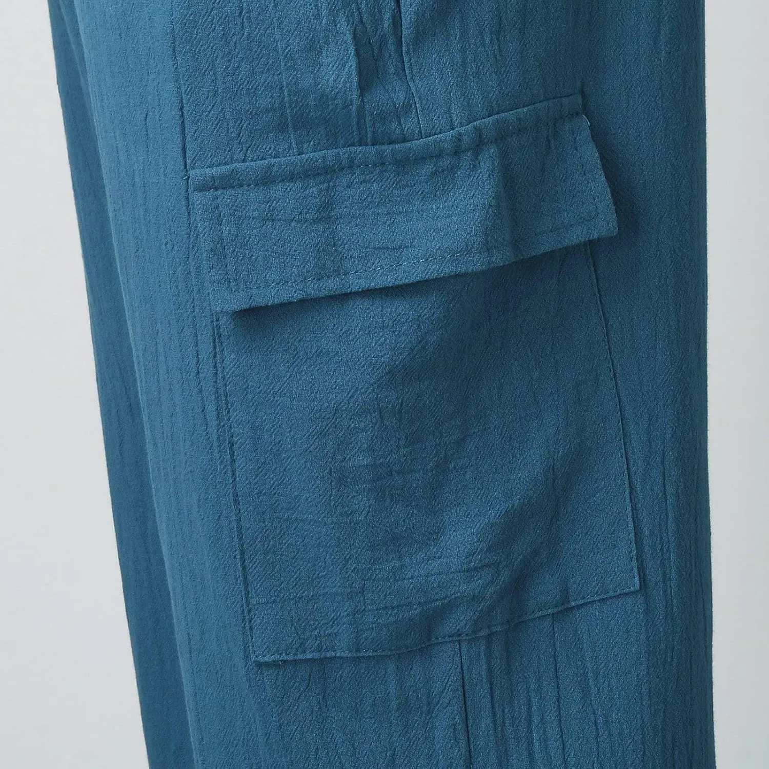 Cotton Linen Pants for Men Mid Waist Drawstring Pants Plain Breathable Yoga Trousers Baggy Beach Trouser with Pockets
