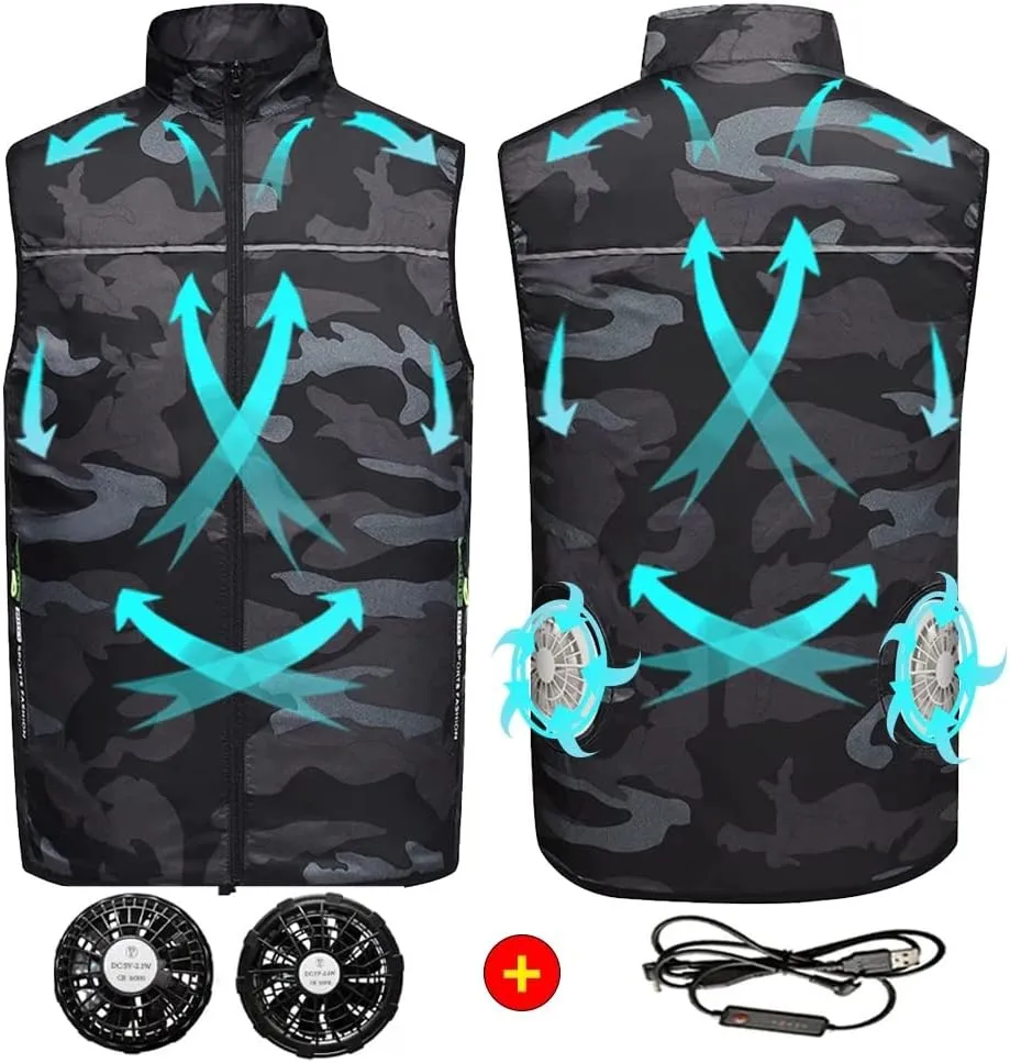 CSCDD Fan Vest Cooling Clothing Smart Jacket Men Outdoor Breathable Cool Coat Charging Working Air-conditioning Women
