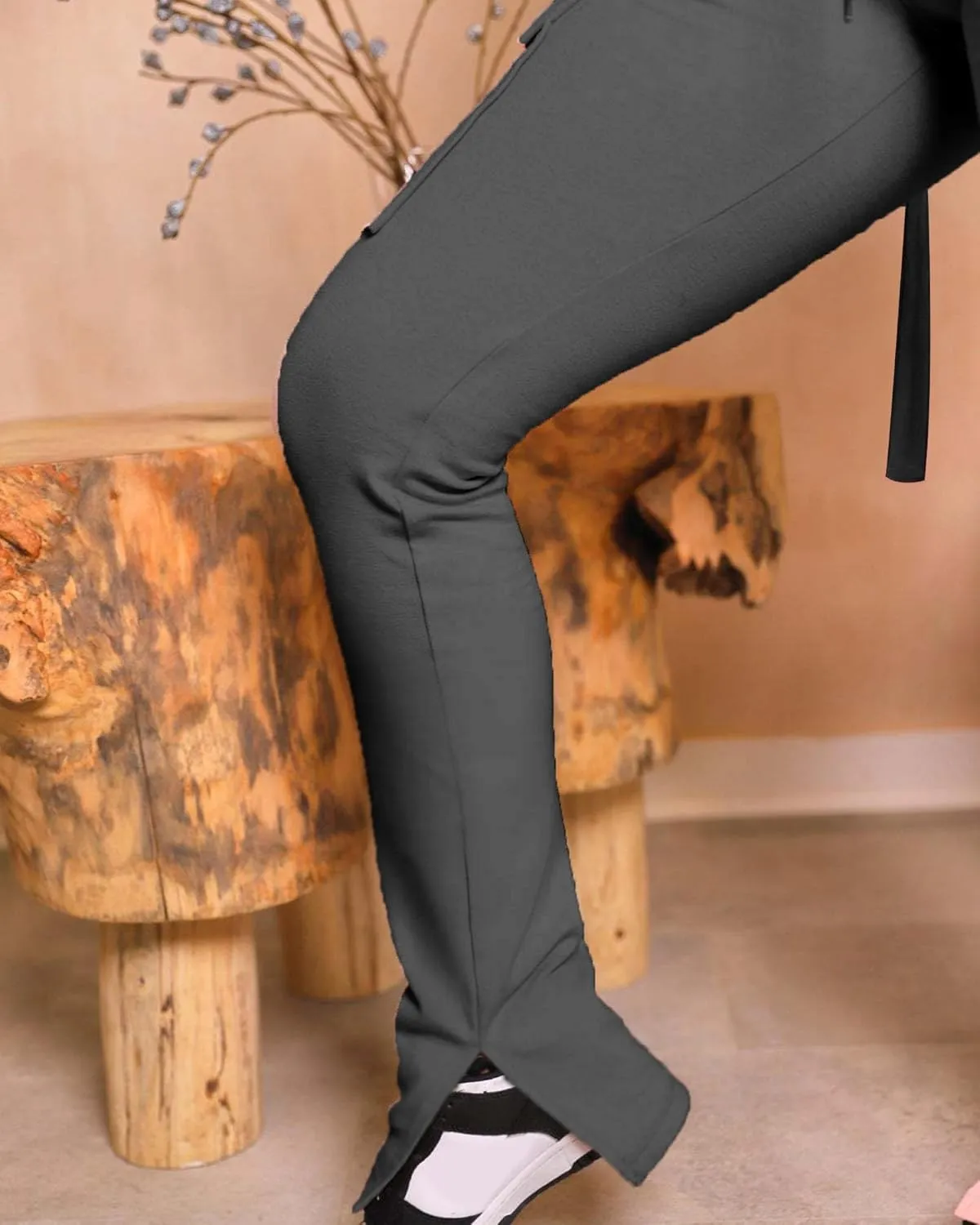DINGANG Women's Drawstring Cargo Sweatpants with Pockets, Stretchy Casual Joggers Lounge Leggings
