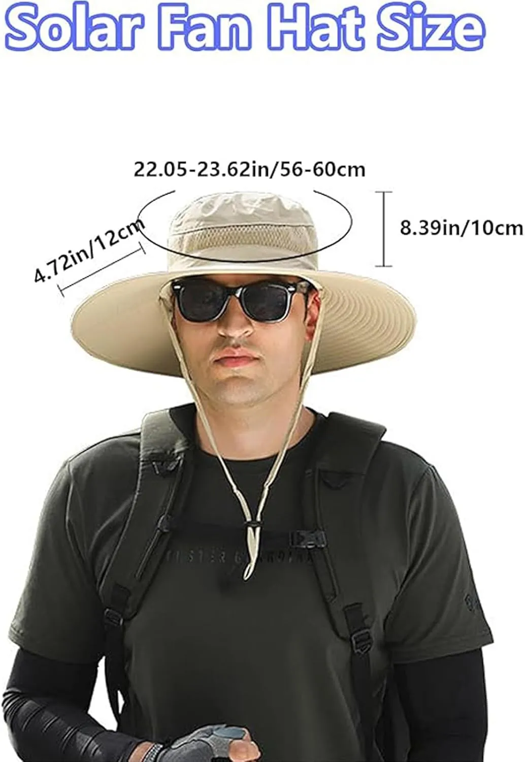Economicalk Fan Hat, Outdoor Wide Brim Sun with 2 Solar Fan Sun Bucket Hat for Men Women with Fan Built in