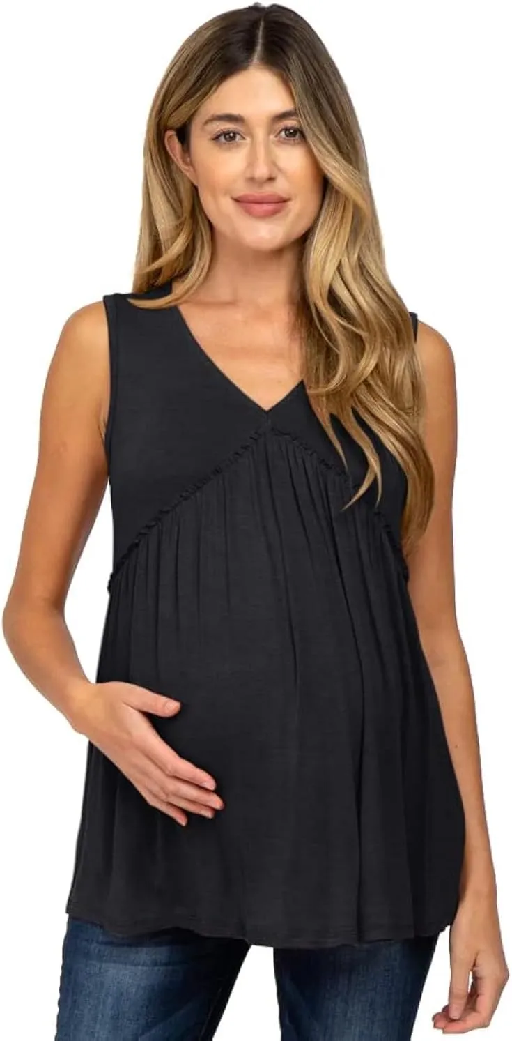 Eliana Stretchy Maternity & Nursing Tank Top - Maternity Blouses for Work & Summer Maternity Clothes