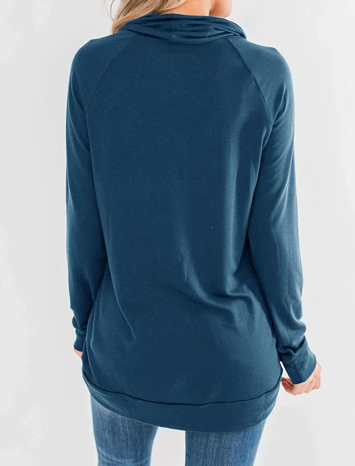 Fallorchid Womens Cowl Neck Tunic Tops Long Sleeve Pullovers Casual Drawstring Sweatshirts