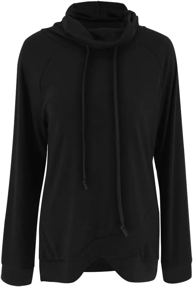 Fallorchid Womens Cowl Neck Tunic Tops Long Sleeve Pullovers Casual Drawstring Sweatshirts