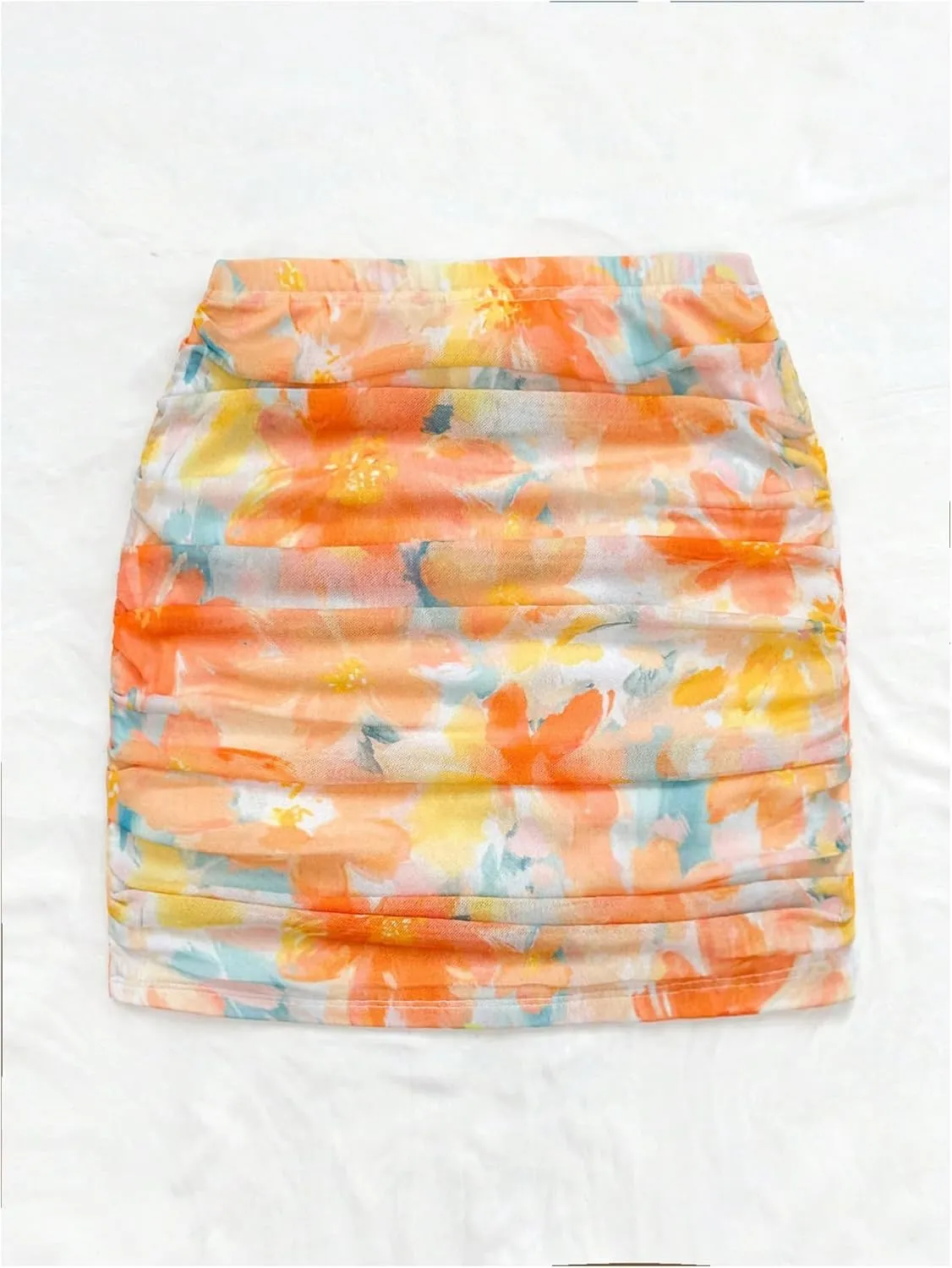 Floerns Women's Stretchy Elastic Waist Print Boho Mini Skirt
