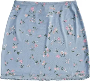 Floerns Women's Stretchy Elastic Waist Print Boho Mini Skirt