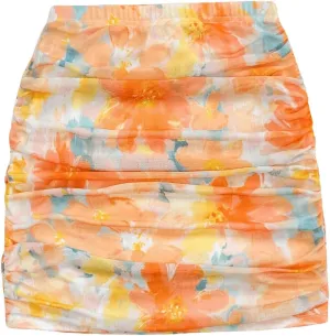 Floerns Women's Stretchy Elastic Waist Print Boho Mini Skirt