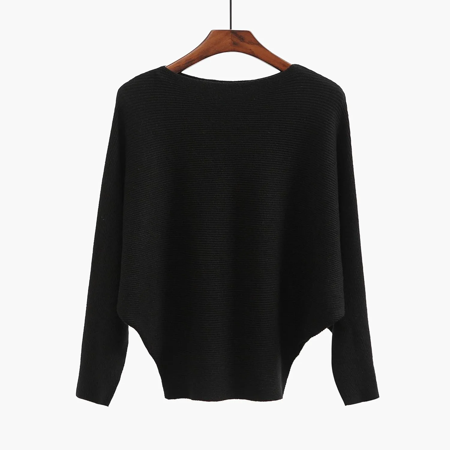 GABERLY Boat Neck Batwing Sleeves Dolman Knitted Sweaters and Pullovers Tops for Women