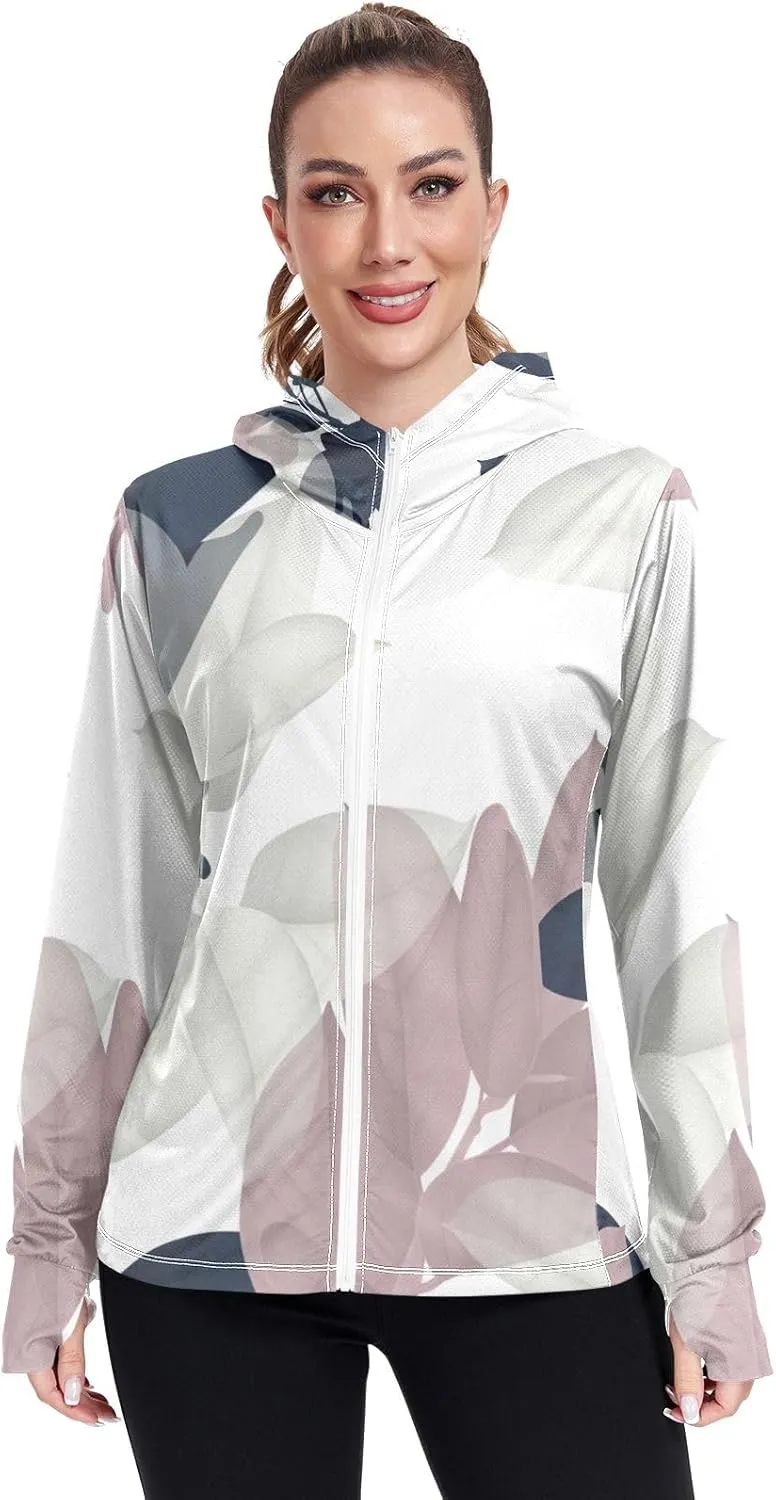 GAIGEO Blue Pink Butterflies Cute Women Jacket UPF 50  Uv Clothes Women, Cooling and Lightweight, S