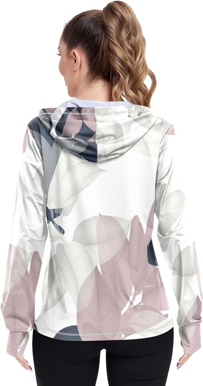 GAIGEO Blue Pink Butterflies Cute Women Jacket UPF 50  Uv Clothes Women, Cooling and Lightweight, S