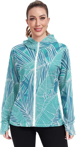 GAIGEO Tropical Funny Leaves Leopard Women Jacket UPF 50  Lightweight Womens Summer Jacket, Breathable Fabric, S