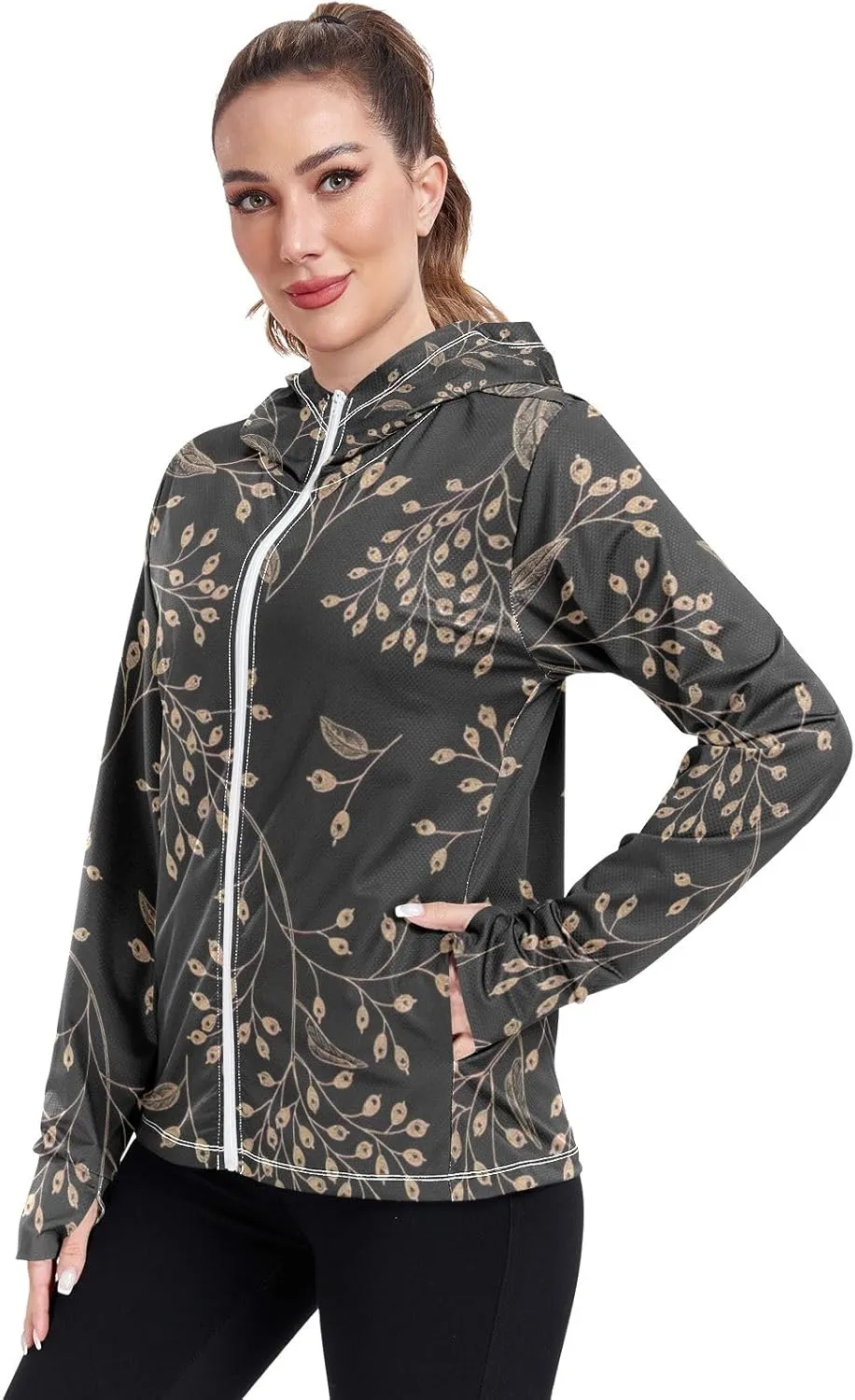 GAIGEO Tropical Funny Leaves Leopard Women Jacket UPF 50  Lightweight Womens Summer Jacket, Breathable Fabric, S