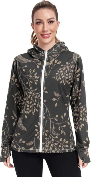 GAIGEO Tropical Funny Leaves Leopard Women Jacket UPF 50  Lightweight Womens Summer Jacket, Breathable Fabric, S