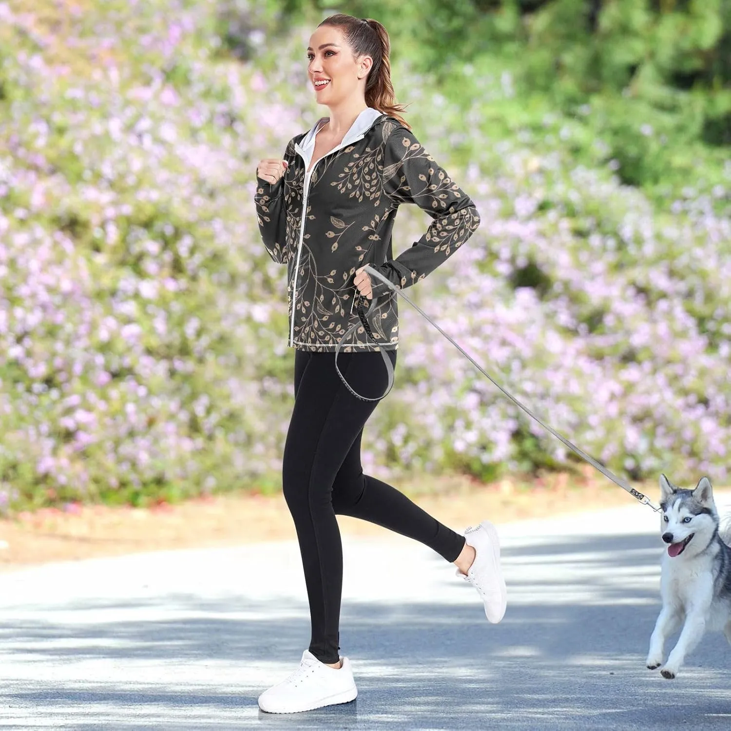 GAIGEO Tropical Funny Leaves Leopard Women Jacket UPF 50  Lightweight Womens Summer Jacket, Breathable Fabric, S