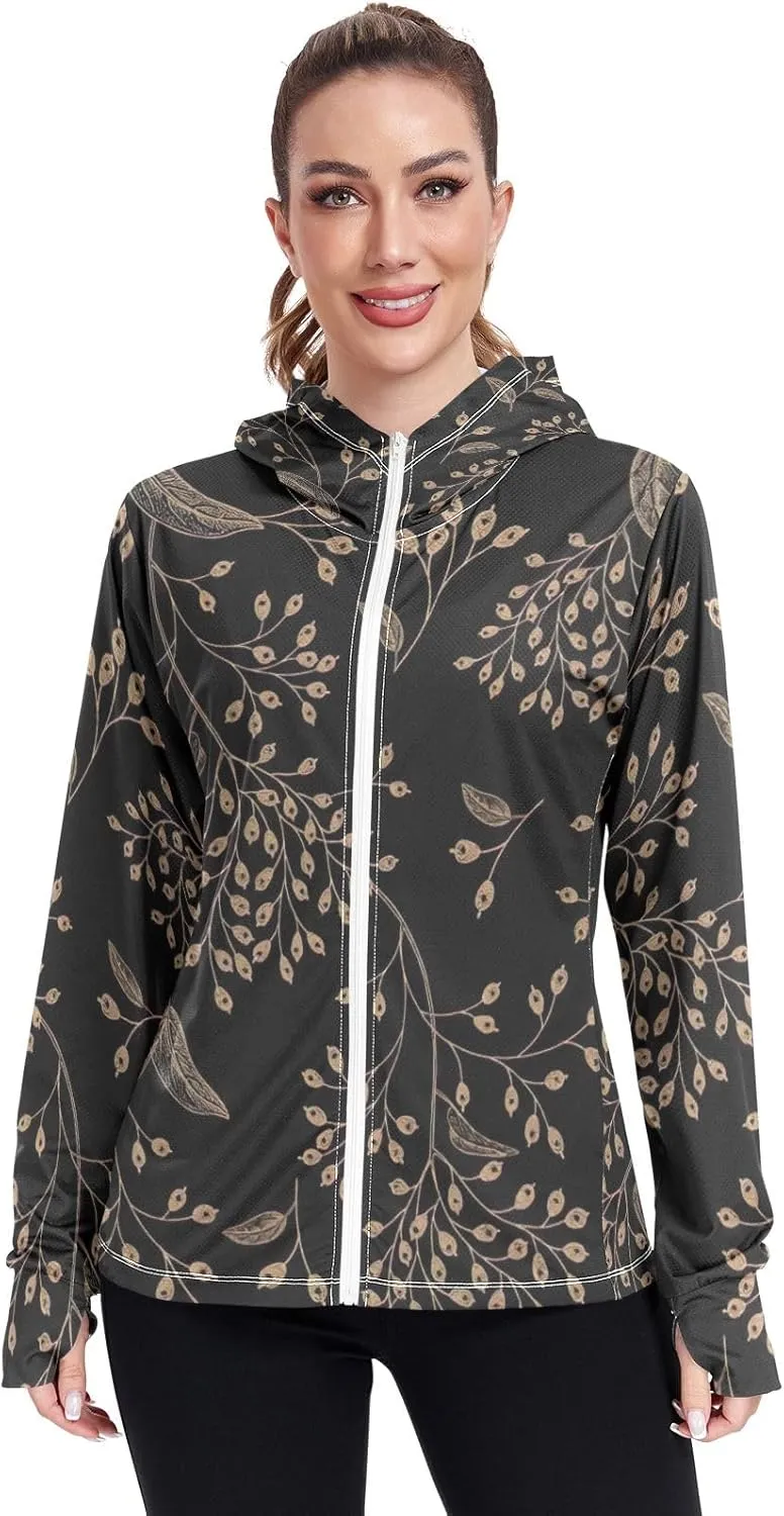 GAIGEO Tropical Funny Leaves Leopard Women Jacket UPF 50  Lightweight Womens Summer Jacket, Breathable Fabric, S
