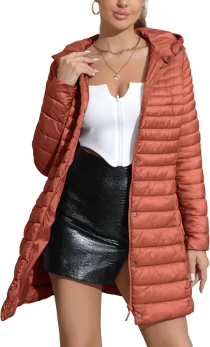 Geschallino Women's Lightweight Padded Jacket Plus Size Quilted Winter Casual Coat Long Sleeve Zipper Outerwear(1X-5X)