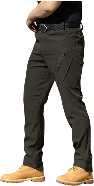 GOFULY Cargo Pants Men Hiking Ripstop Stretch Work Pants Multi Pockets Regular Fit Pants Outdoors Trousers Tactical