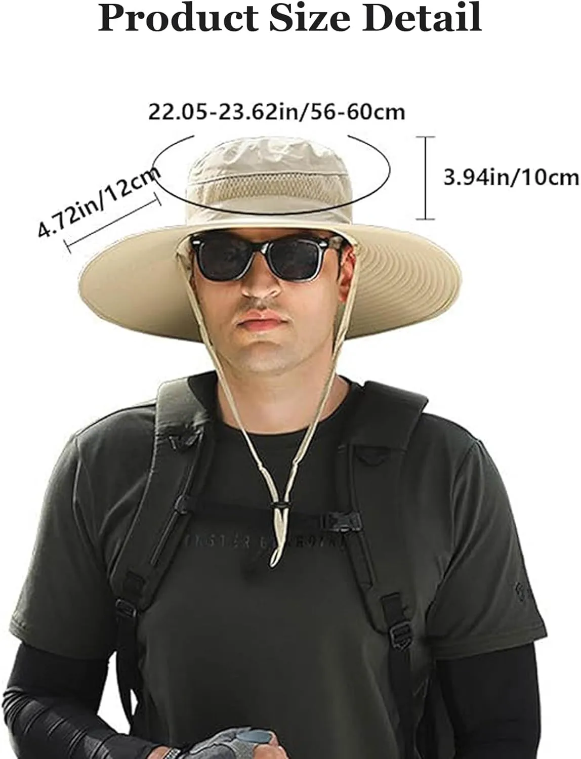 Hat with Fans Solar Power, Solar Fan Hat, Wide Brim Sun Hat with 2 Solar Fan, Outdoor Hiking Camping Fishing Hat