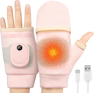 Heated Gloves for Women, Full & Half Hands Electric Gloves, Rechargeable Heated Mittens with Temperature Display, Heated Fingerless Gloves Warming Gloves for Working Cycling Skiing Fishing Writing
