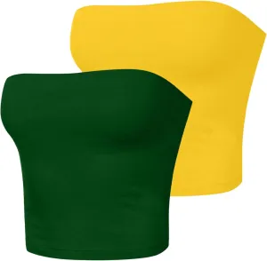 HGps8w 2 Pack Women's Tube Crop Tops Strapless Cute Basic Solid Sleeveless Stretchy Seamless Bandeau Shirts
