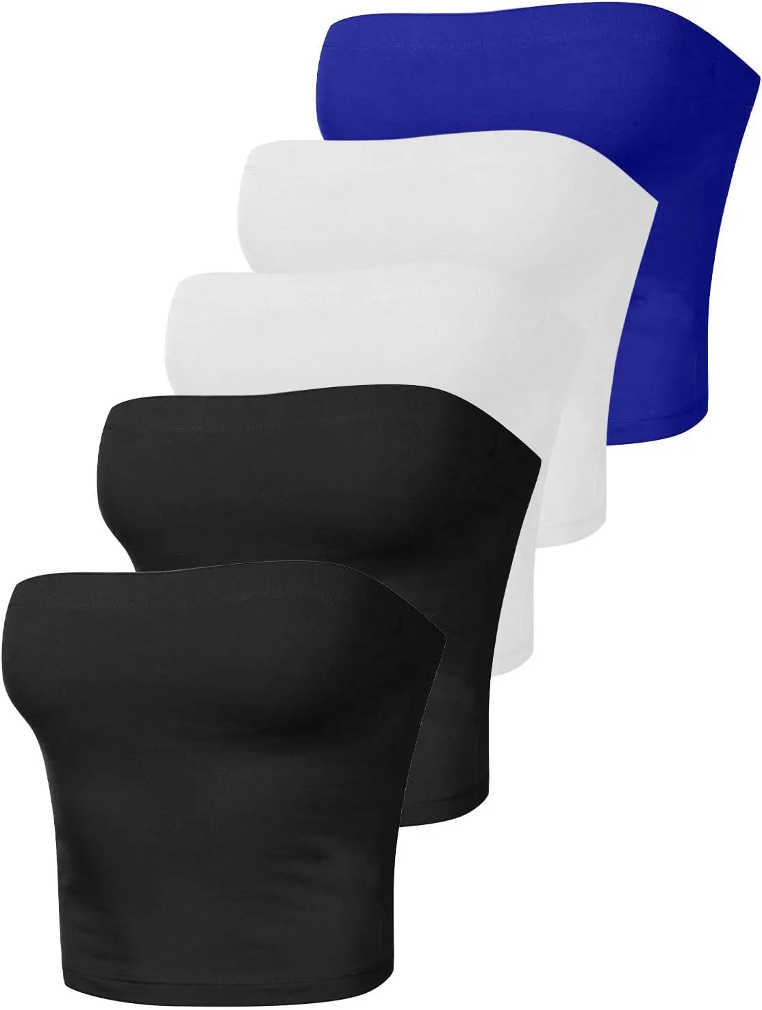 HGps8w 5 Pack Women's Cute Tube Crop Tops Strapless Basic Solid Sleeveless Stretchy Seamless Bandeau Shirts