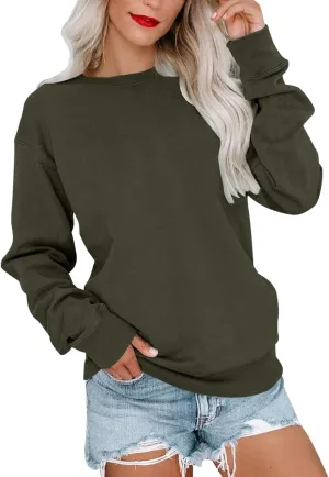 Hoodies for Women Pullover Casual Long Sleeve Sweatshirt Crewneck Cute Classic Relaxed Fit Solid Gradient Tunic Tops