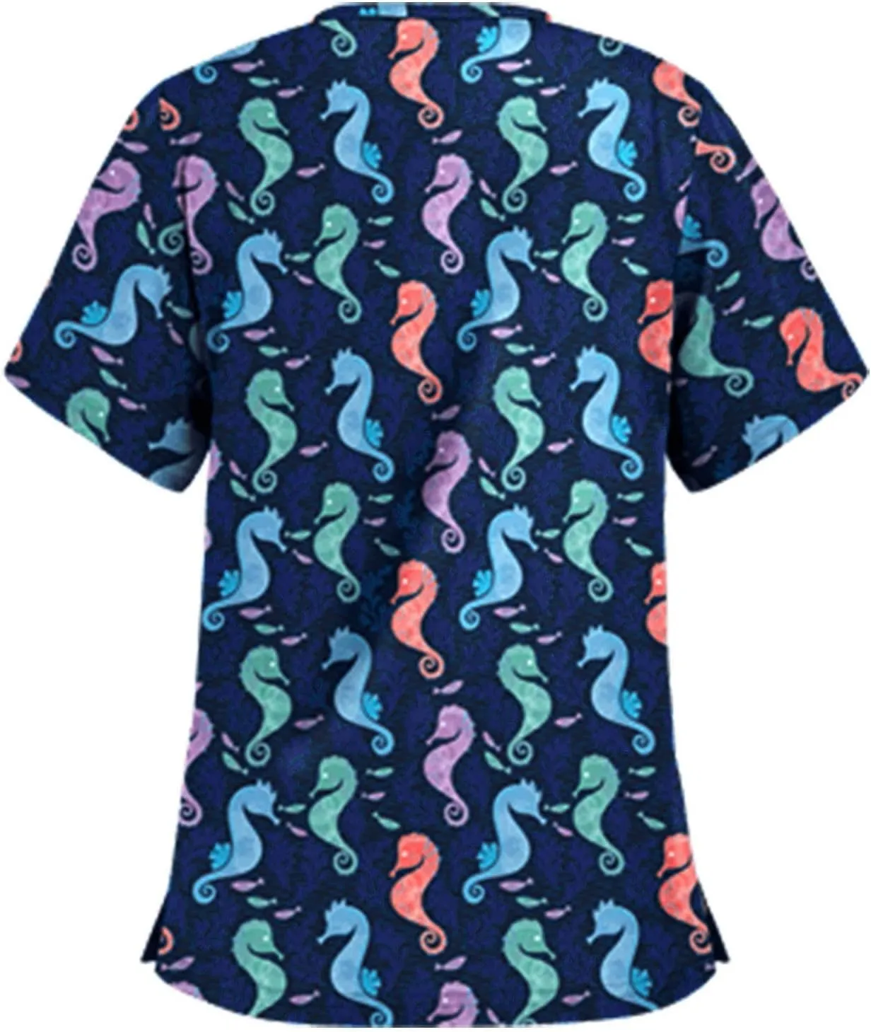 HXHYQKP Womens Scrub Tops Stretchy Nurse Scrubs Work Uniform Plus Size Nursing Scrubs with Pockets Happy New Year 2025