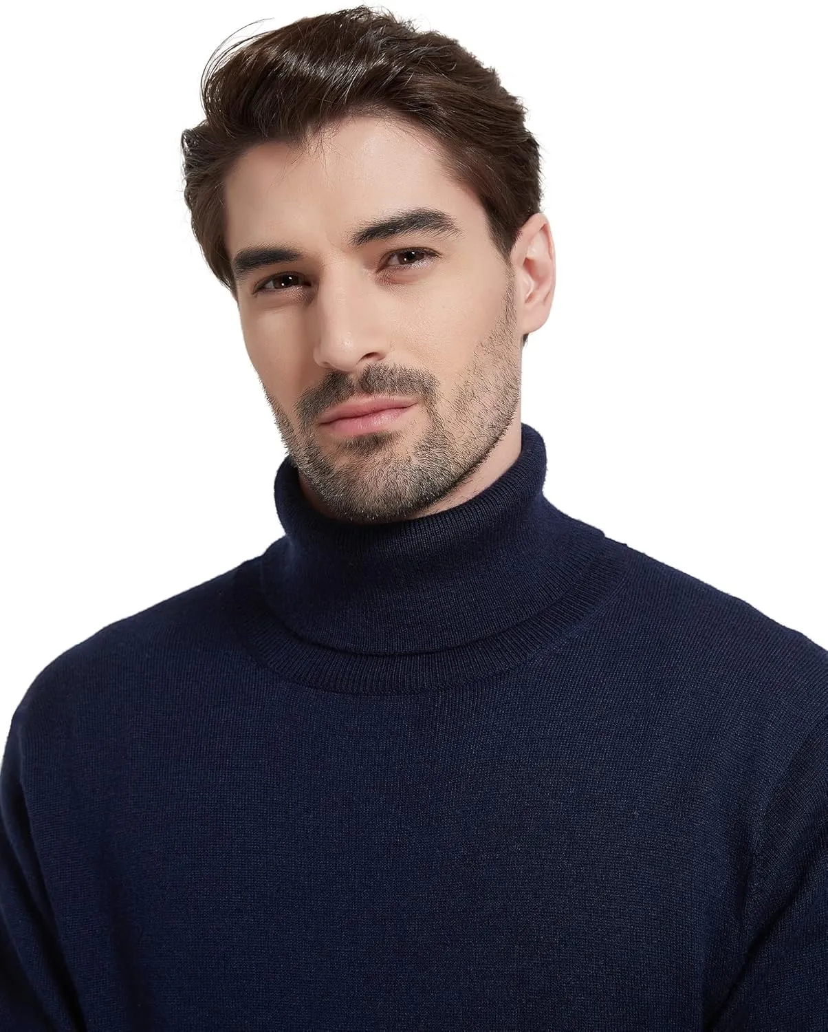 Kallspin Men's Turtle Neck Sweaters Wool Blended Lightweight Long Sleeve High Neck Pullovers