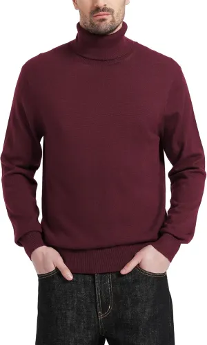 Kallspin Men's Turtle Neck Sweaters Wool Blended Lightweight Long Sleeve High Neck Pullovers
